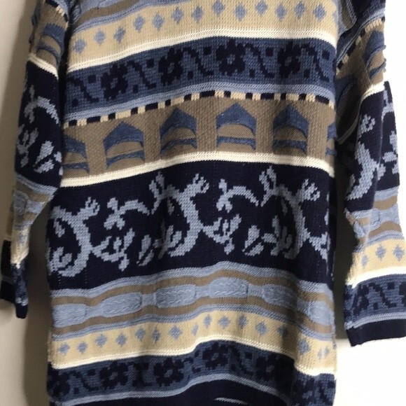ladies 3D knit fair isle coogi style printed pullover sweater ladies large - Picture 3 of 12